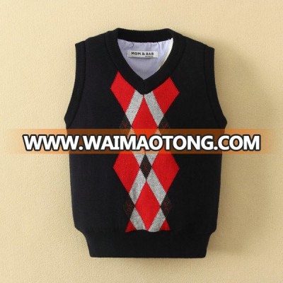 100% Cotton Baby Boys Woolen Vest for Autumn